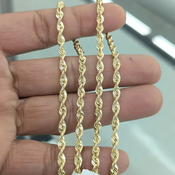 14kt Real Gold Rope Chain 4mm 20 Inch